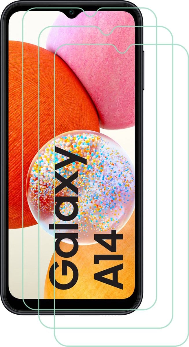 BixB screenprotector Geschikt voor Samsung Galaxy A14 gehard glas tempered glass bescherming – 3 PACK