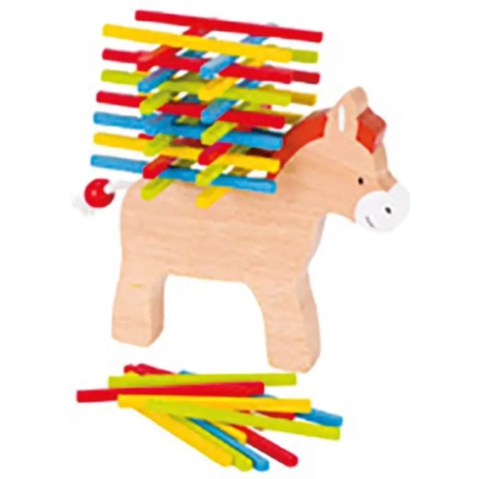 GOKI Balancerende ezel - Balansspel - 60 Gekleurde Staafjes - Hout - 5 Jaar