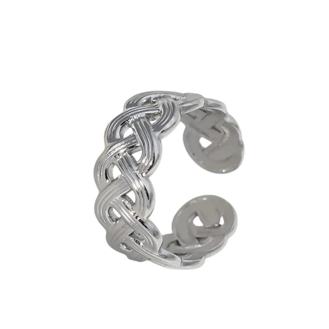 Rvs sieraden - stalen verstelbare open ring - vlecht motief - one size