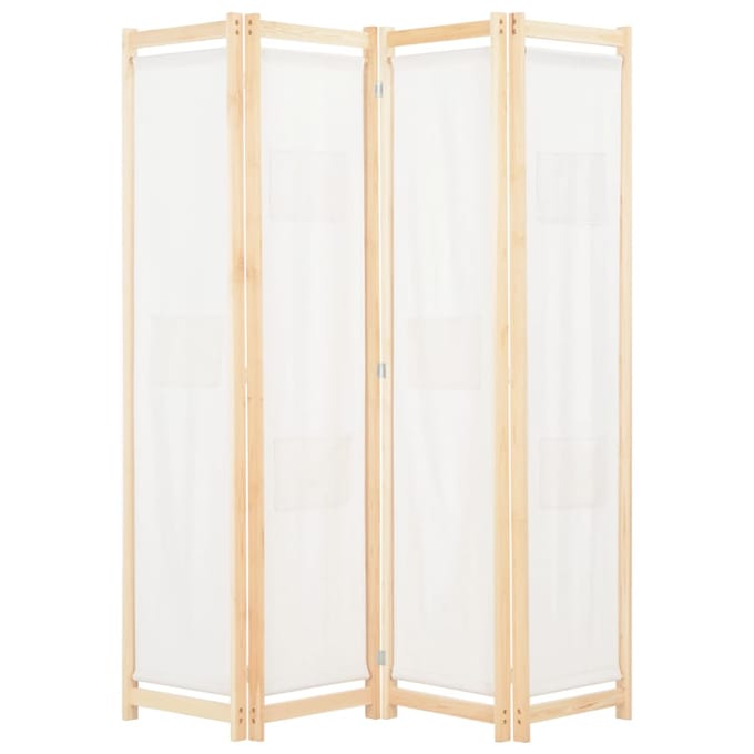 vidaXL - Kamerscherm - met - 4 - panelen - 160x170x4 - cm - stof - crème