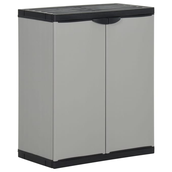 vidaXL - Tuinafvalkast - 68x40x85 - cm - polypropeen - grijs - en - zwart
