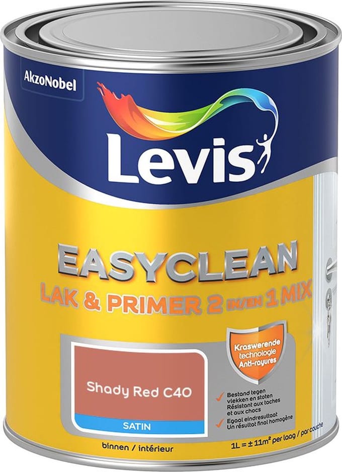 Levis - Easyclean Lak & Primer 2-In-1 Mix - Shady Red C40 - Mengverf - 1 L
