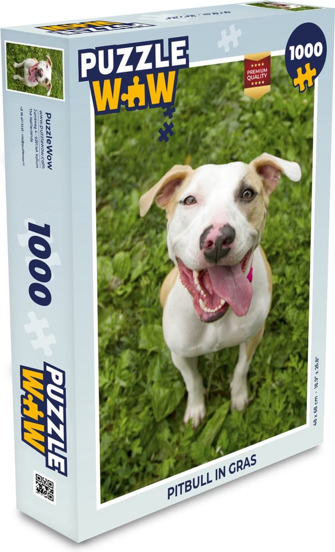 Puzzel Pitbull in gras - Legpuzzel - Puzzel 1000 stukjes volwassenen