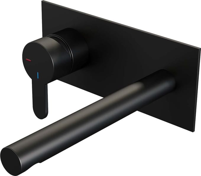 Brauer Black Edition inbouw wastafelmengkraan met rechte uitloop en afdekplaat model D2 mat zwart