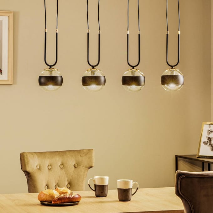 EMIBIG LIGHTING Hanglamp Linear, zwart/helder, 4-lamps
