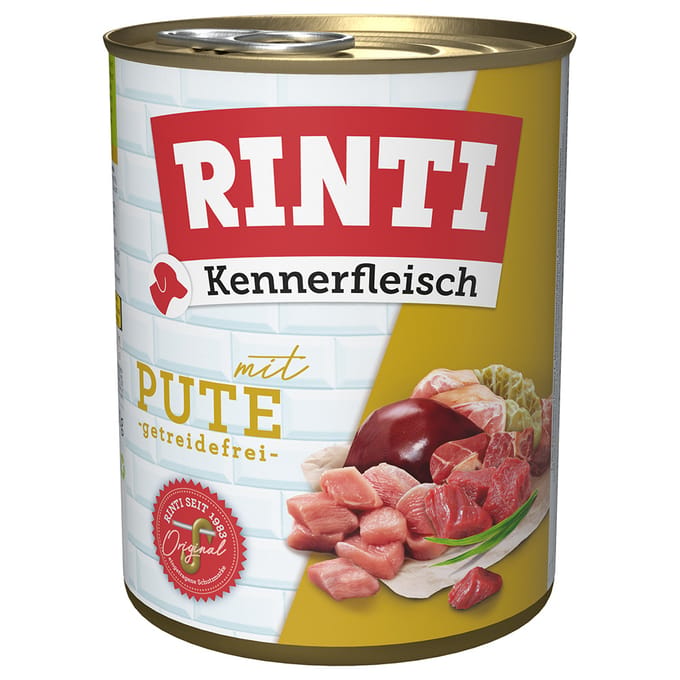 6x800g "Kennerfleisch" Kalkoen RINTI Hondenvoer