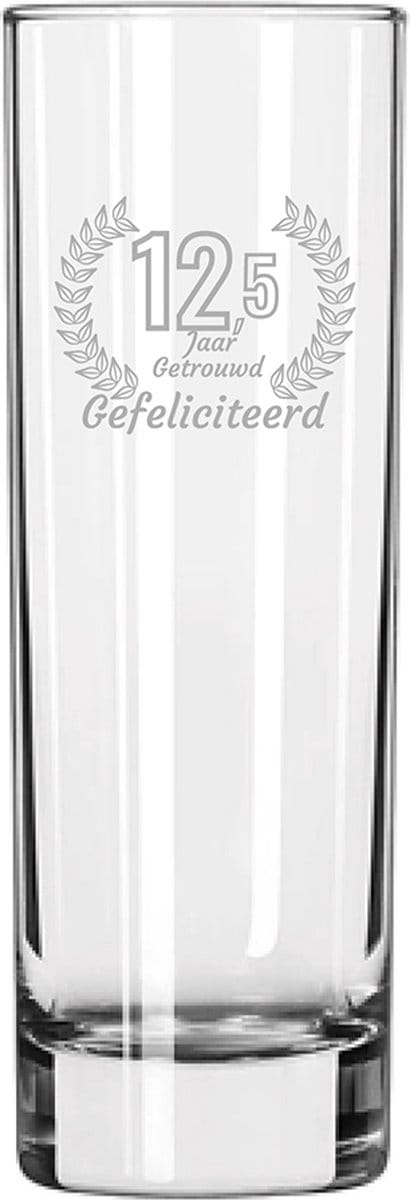 Gegraveerde Longdrinkglas 22cl Gefeliciteerd 12,5 jaar getrouwd