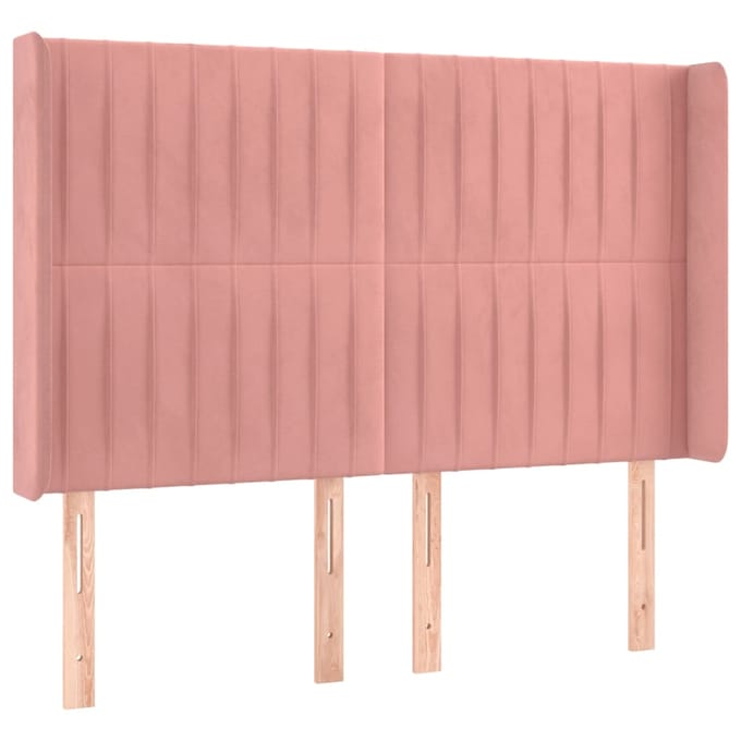 vidaXL - Hoofdbord - LED - 147x16x118/128 - cm - fluweel - roze