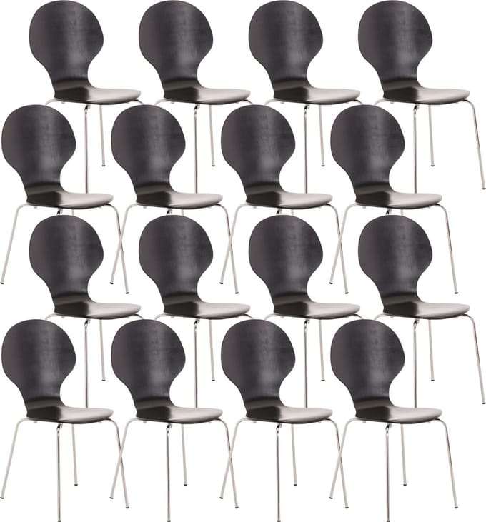 CLP Diego Set van 16 bezoekersstoelen Hout/zwart