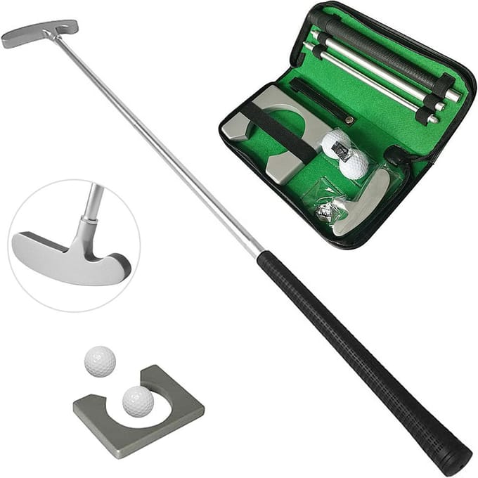 Golf Putting Set met Golf Putter 2 Golfballen Golf Putting Cup voor Reizen Indoor Golf Putting C black