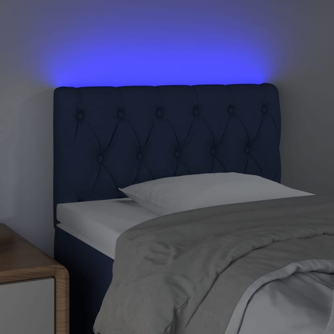 vidaXL - Hoofdbord - LED - 80x7x78/88 - cm - stof - blauw
