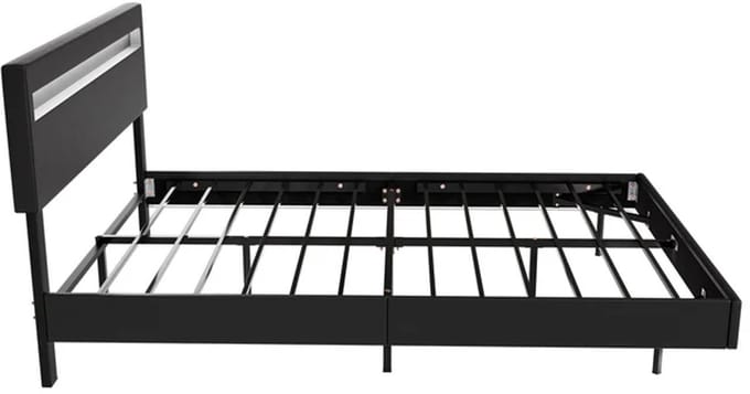 Zwevend Bed Lissabon - 140x200cm - Kunstleer - Incl. LED - Zwart