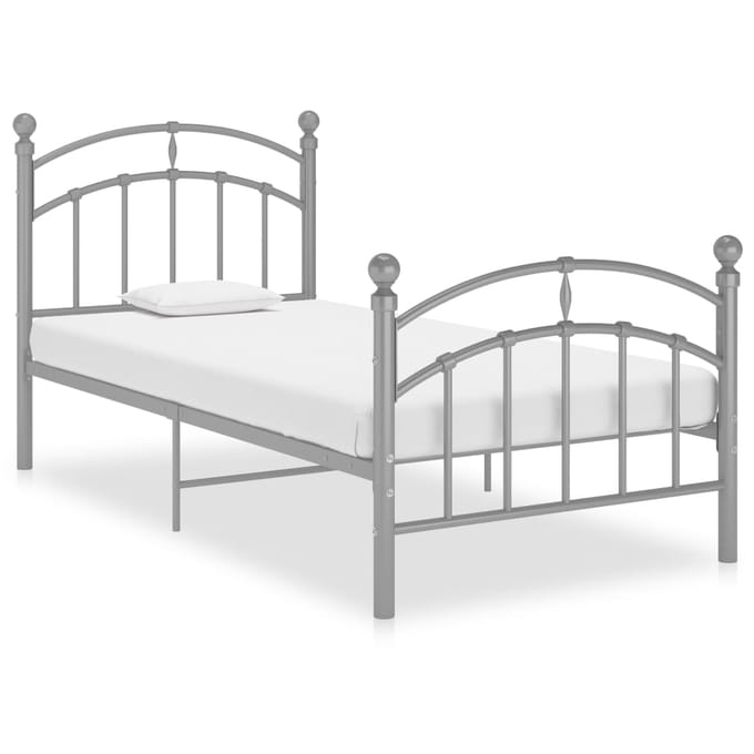 vidaXL - Bedframe - metaal - grijs - 90x200 - cm