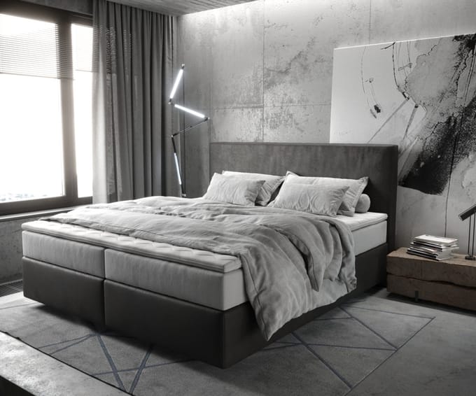Boxspringbed Dream-Well Microvezel Antraciet Vintage 180x200 cm TFK Matras en Topper
