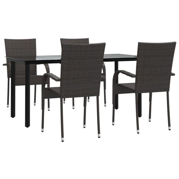 vidaXL - 5-delige - Tuinset - poly - rattan - bruin
