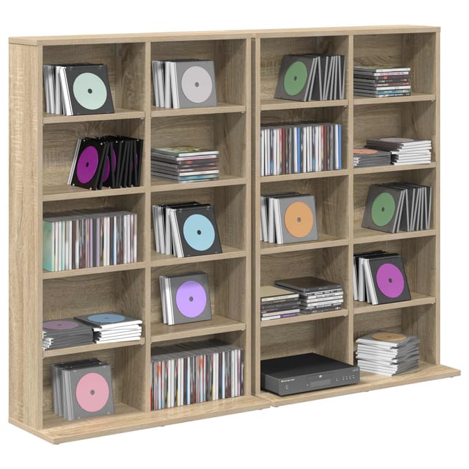 vidaXL - CD - Kast - 2 - st - Sonoma - Eiken - 65 - x - 23,5 - x - 97,5 - cm - Bewerkt - hout