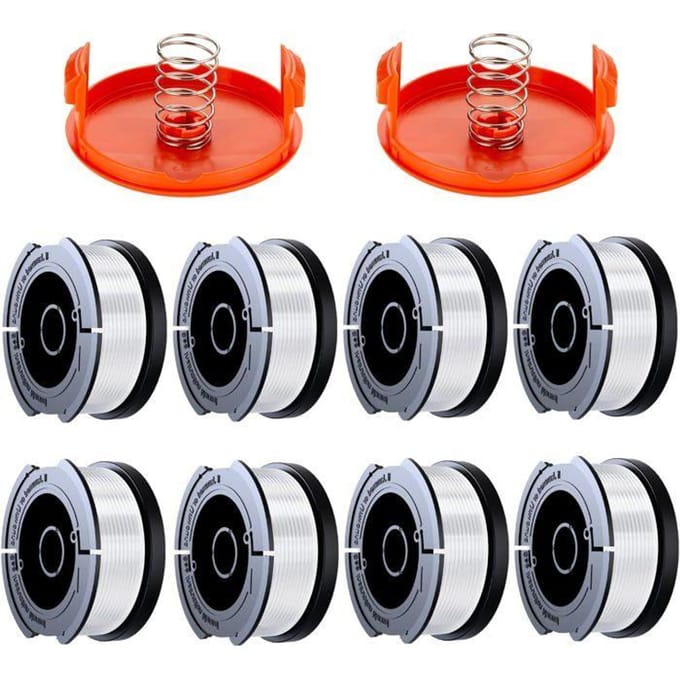 8 Pack Bobine Fil Coupe Bordure Compatible avec Black et Decker Coupe Bordures, A6481 A6485 1.65mm Bobine de Fil Debroussailleuse