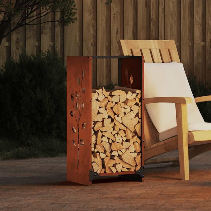 vidaXL - Brandhoutrek - 40x30x80 - cm - weervast - staal