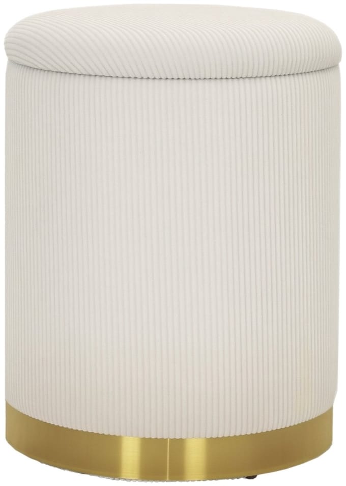 MODFU Poef Ø36x44 cm van polyester, gestoffeerd met opbergruimte, cream white