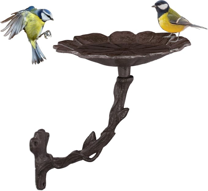 vogeldrinkschaal gietijzer - hangend - 20 x 17 x 21 cm - tuin - bruin