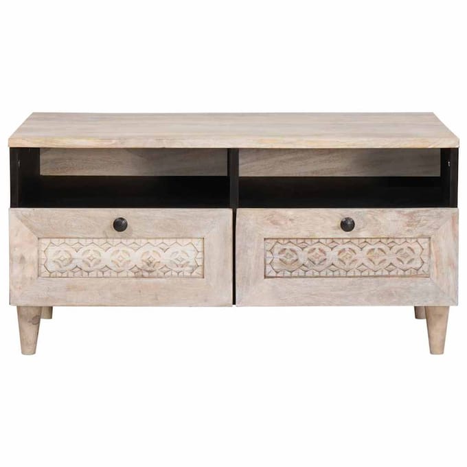 vidaXL - Salontafel - Bleached - White - 80 - x - 54 - x - 40 - cm - Massief - Mango - Hout