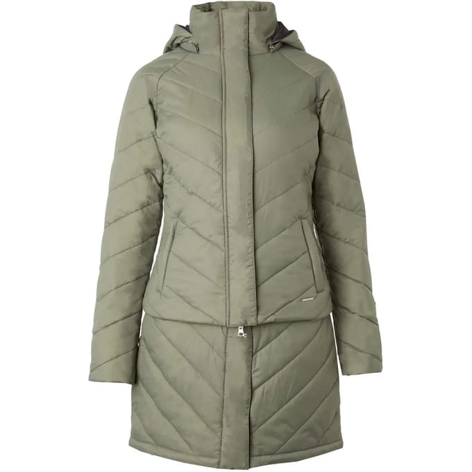 Horze Aurora Gewatteerde Parka met afneembare rok, dames, Beetle Green, 38