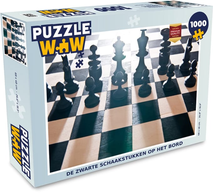 Puzzel De zwarte schaakstukken op het bord - Legpuzzel - Puzzel 1000 stukjes volwassenen