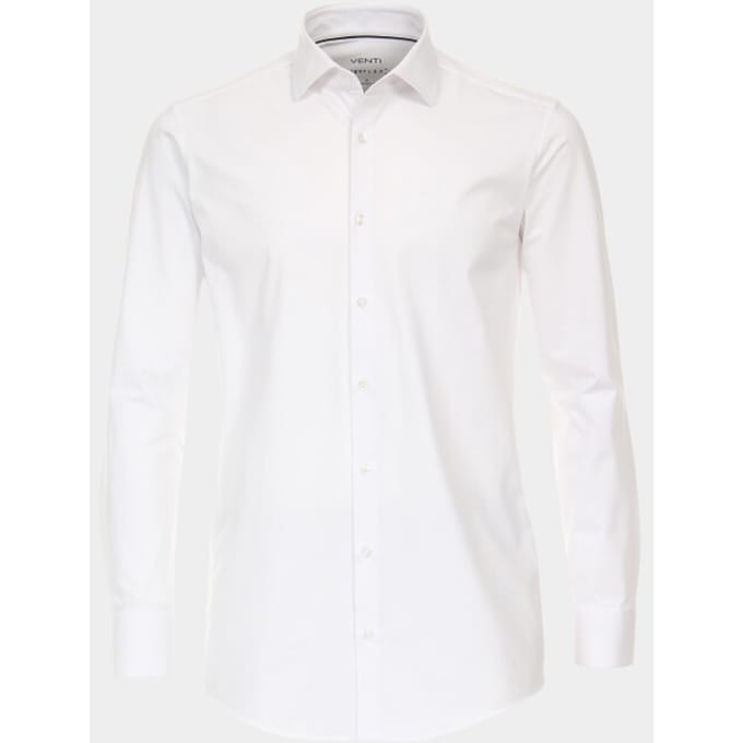 VENTI modern fit overhemd - jersey - wit - Strijkvriendelijk - Boordmaat: 44