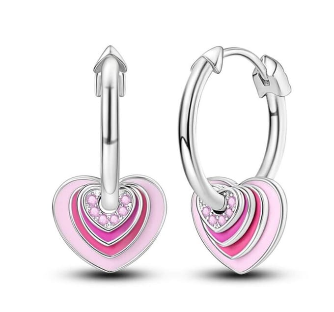 Oorbellen hart roze Sterling zilver925