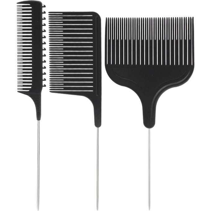 Haarstylingkammen Staartkamset Kleuren Verven Kam Salongereedschap Sectioning Highlighting zwart
