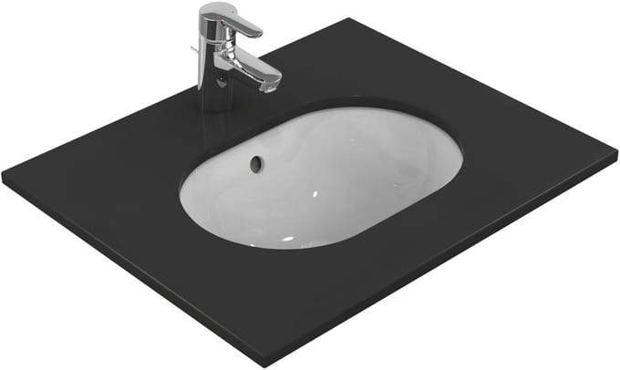 Ideal Standard Connect onderbouwwastafel ovaal 48x35cm met overloop zonder kraangat wit