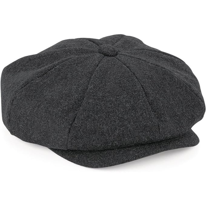 Beechfield Unisex Volwassenen Melton Wool Baker Boy Cap (Houtskool mergel)