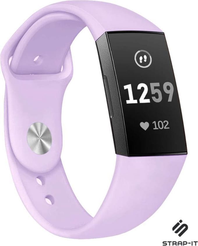 Strap-it Siliconen sport bandje - geschikt voor Fitbit Charge 3 / Fitbit Charge 4 - lavendel - Maat: Maat S