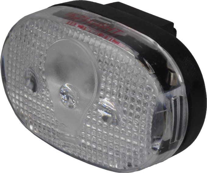 Ikzilight Ovale fietskoplamp - 3 LED's - Wit - Batterijvoeding - Inclusief montagebeugel
