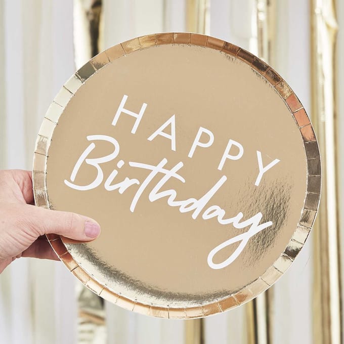 Ginger Ray - Ginger Ray - Mix It UP - Borden goud Happy Birthday (8 stuks)
