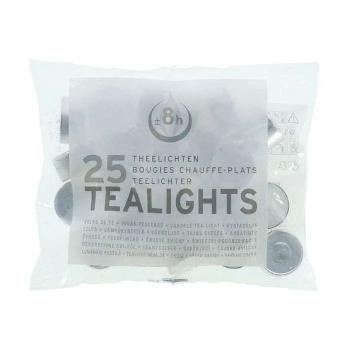 Theelichten 8 uur 25 Stuks