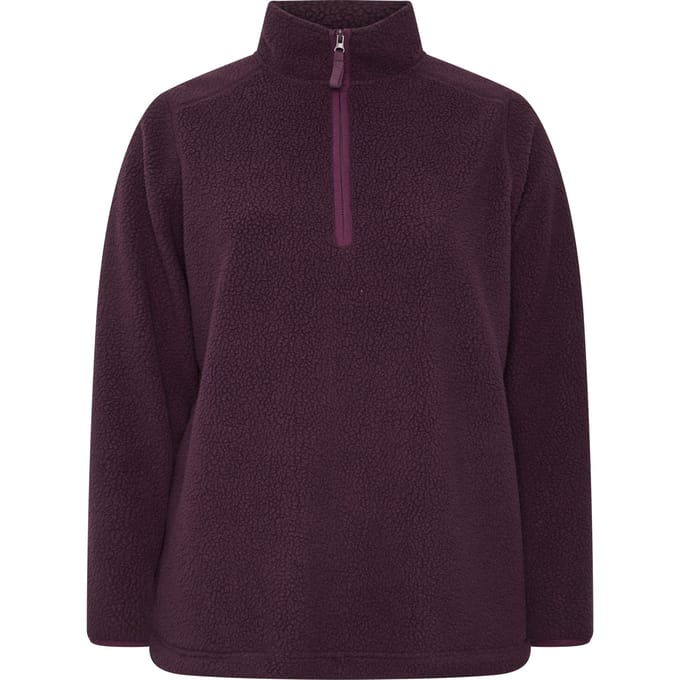 Yours Bordeauxrode Fleece Met Halve Rits Size 44