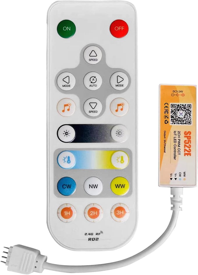 V-TAC 24173 V-TAC Controller Smart WiFi per Strip LED CCT DC5–24V 2A con Telecomando RF LED-WiFi-controller 2 A (l x b x h) 56 x 21 x 12 mm 1 stuk(s)