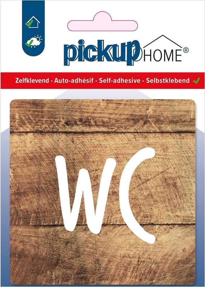 Pickup WC hout - 90x90 mm Pictogram Route Acryl