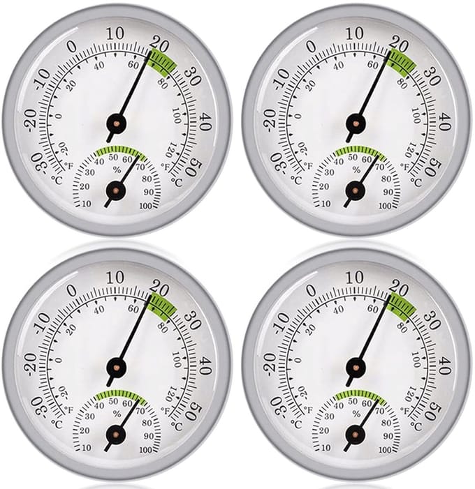 Thermo-hygrometer Set - Temperatuur Vochtigheid - Klimaat Monitoren - Twee-in-één Tool - 58 mm Diameter - Wit