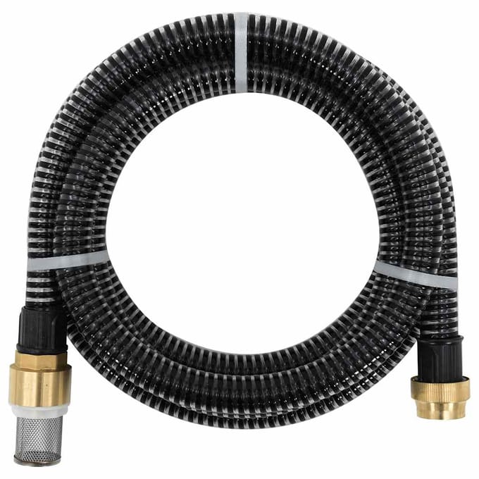 vidaXL Zuigslang met messing koppelingen 1,1'' 7 m PVC zwart