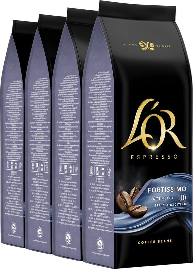 L'OR Espresso Fortissimo Koffiebonen - Intensiteit 10/12 - 4 x 500 gram