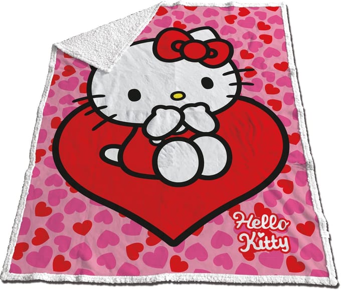 Hello Kitty hartjes fleece plaid 120 x 150 cm - polyester