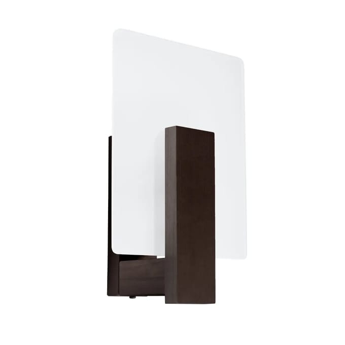 Wandlamp LAPPO met houten frame en kap van matglas - Sollux Lighting - IP20 - Wenge hout/glas behuizing - 16 x 12 x 30.5 cm - 1 x E14 LED, exclusief lichtbron - Max. 10 W - Scandinavische wandlamp voor woonkamer, slaapkamer en eetkamer