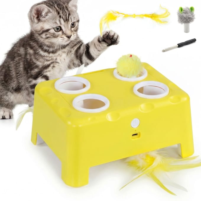 PawHut kattenspeelgoed - ABS - 18,8 x 14 x 6 cm - Geel