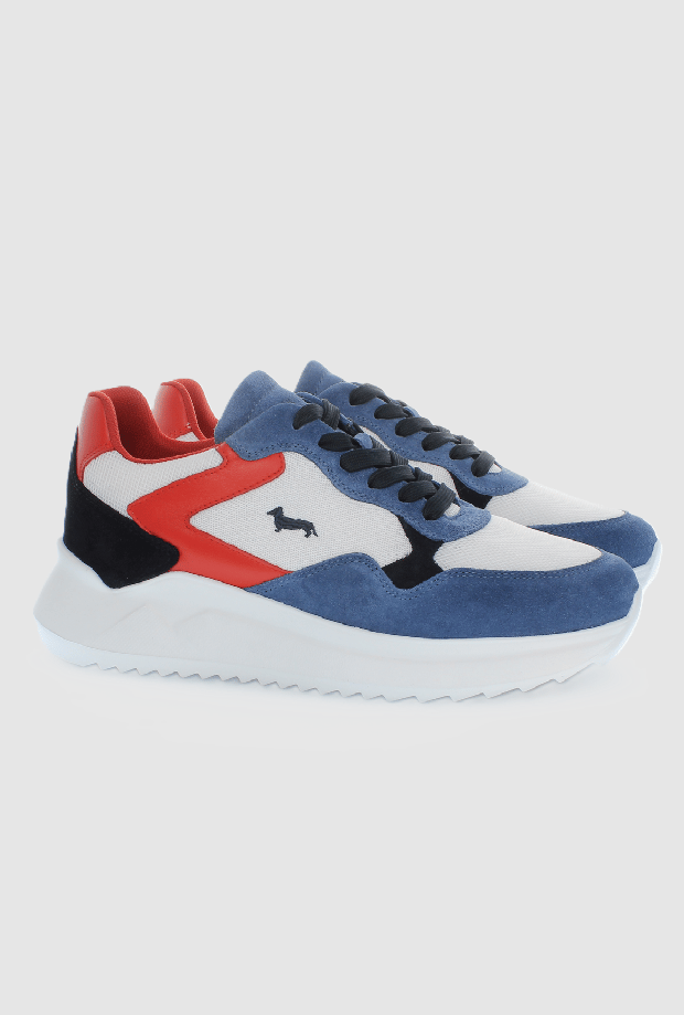 suede schoenen man avio-bianco