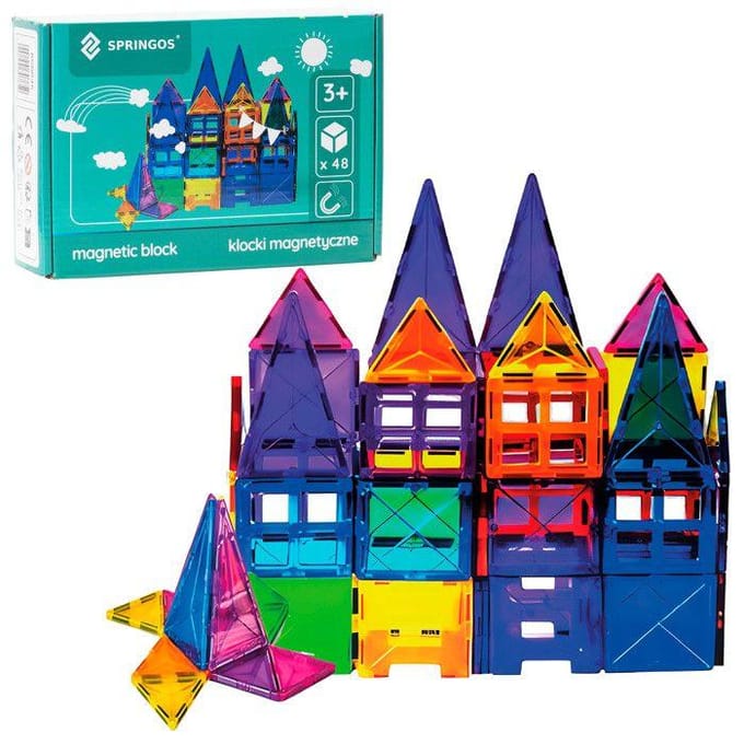Springos® Magnetisch speelgoed - Speelgoed Kasteel - 48 Stuks - Montessori speelgoed - Speelgoed kinderen