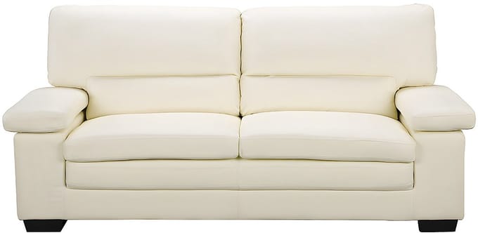 Vente-unique 3-zitsbank van ivoorkleurig buffelleer MIMAS II