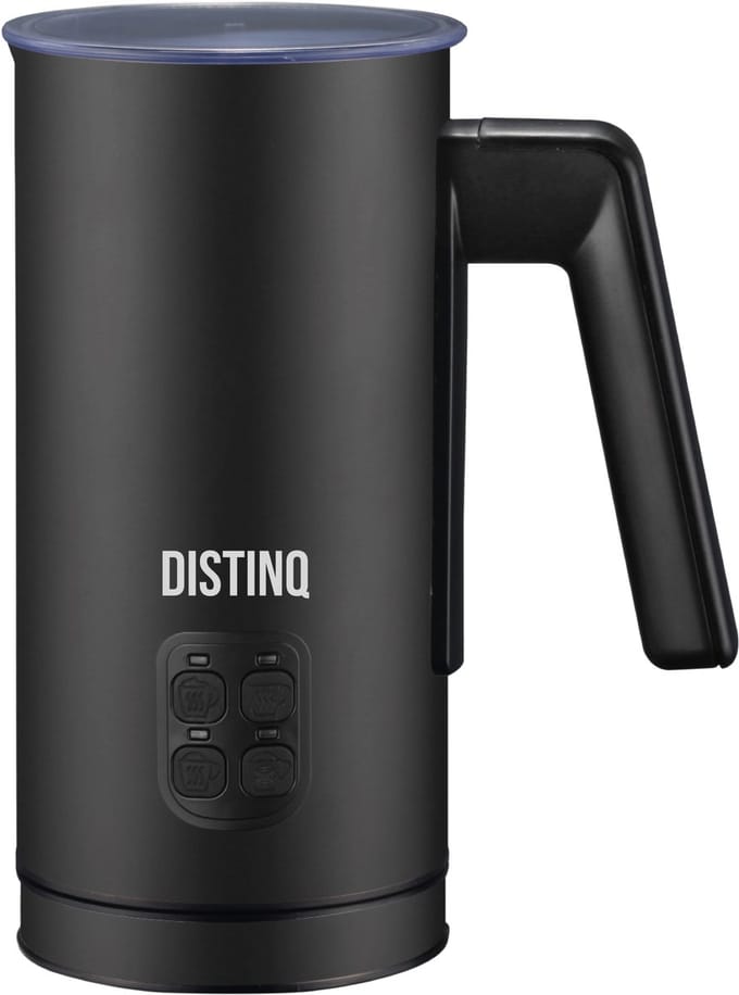 DistinQ Melkopschuimer - 240 ml - Melkopschuimer elektrisch PFAS-Vrij - Melkopschuimer electrisch rvs - Zwart - Melkklopper 4-in-1 -