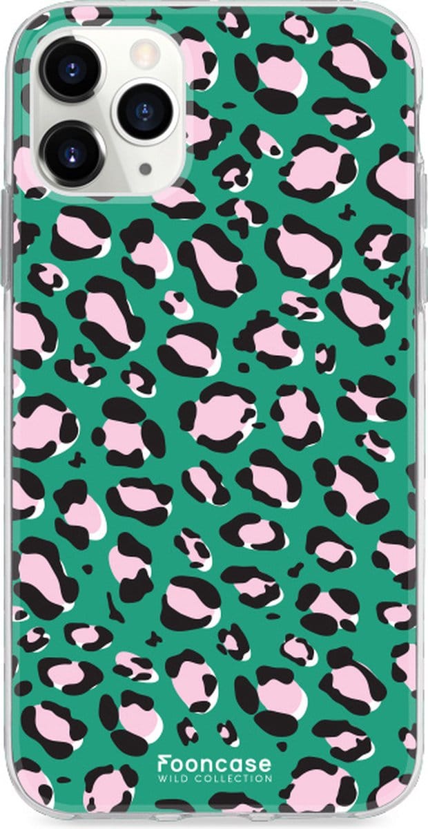 Fooncase Hoesje Geschikt voor iPhone 12 Pro Max - Shockproof Case - Back Cover / Soft Case - Luipaard / Leopard print / Groen
